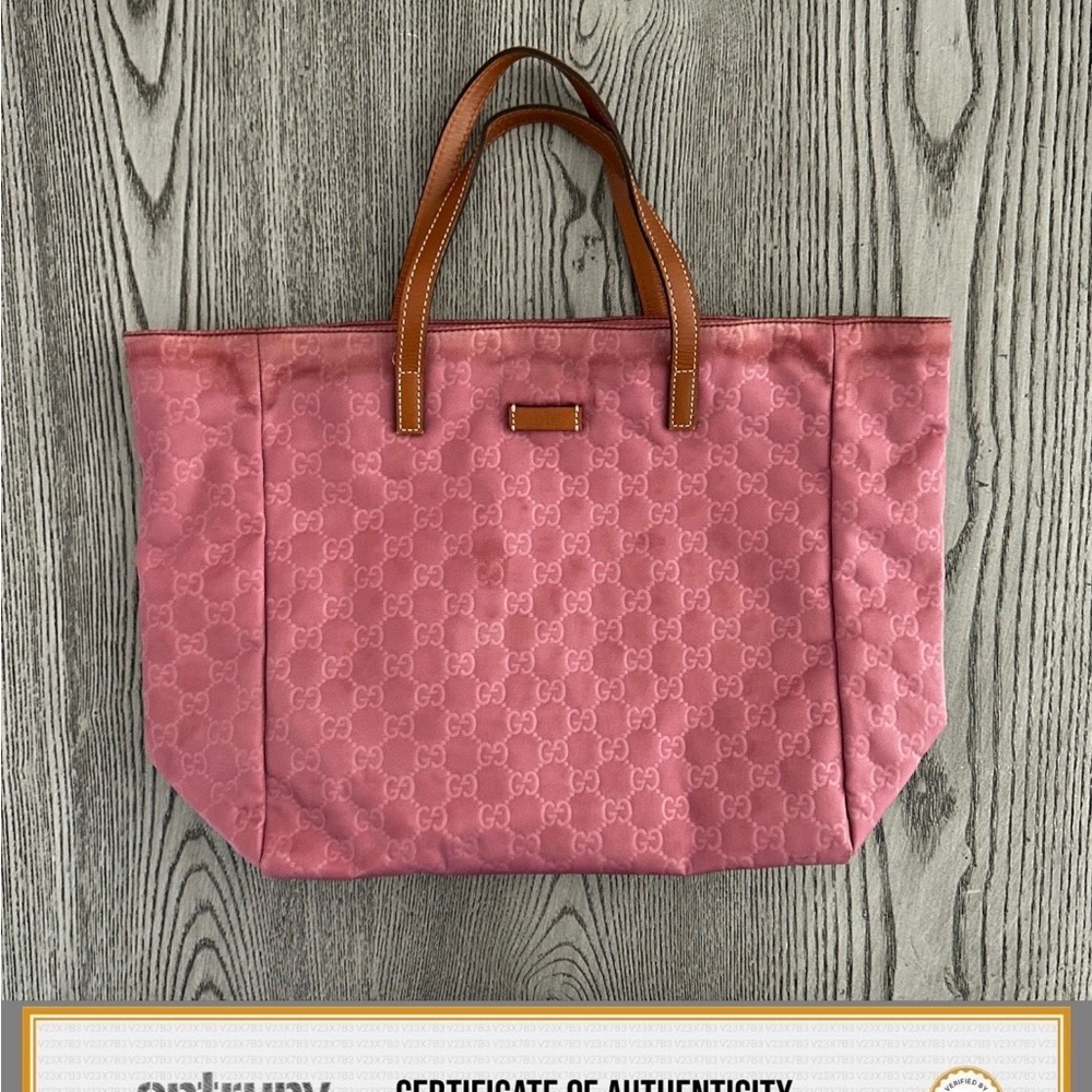 GUCCI GG Tote Bag Nylon Pink